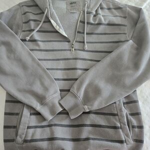 Vans Men's Zip-Up Gray Striped Sweater